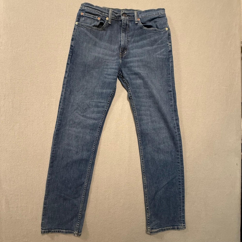 Levi's 505 Denim Relaxed Straight Leg Blue Jeans Men Size 34x34 (fits 33x32)